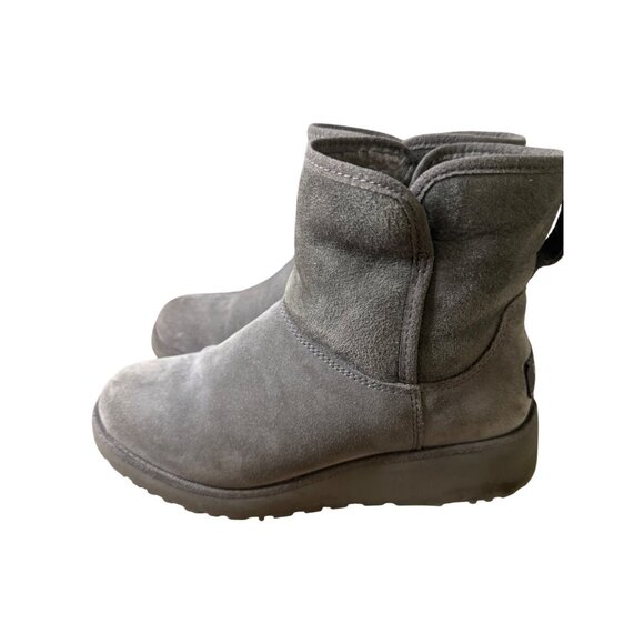 Ugg Womens Classic Short Grey Suede Shearling Boots Size 5.5 - Picture 2 of 14